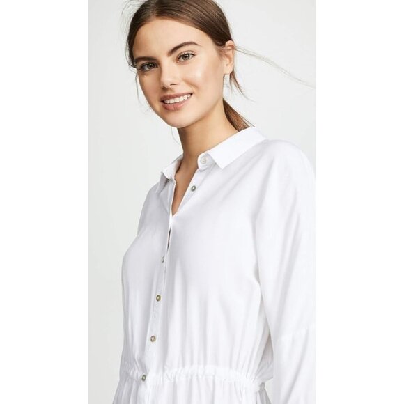 L*SPACE Pacifica White Rayon Button Up Shirt Dress Tunic Cover-Up, Size XS/S - Picture 5 of 14
